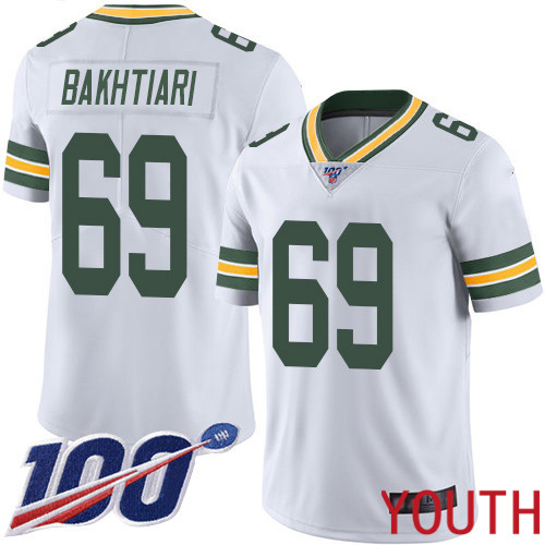 Green Bay Packers Limited White Youth #69 Bakhtiari David Road Jersey Nike NFL 100th Season Vapor Untouchable